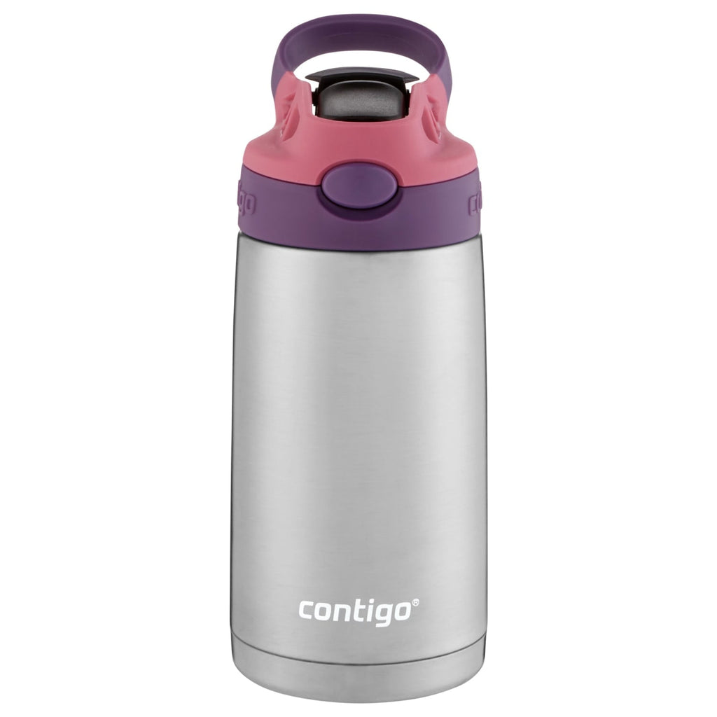 Contigo Kids Stainless Steel Water Bottle with Redesigned AUTOSPOUT Straw Lid Eggplant and Punch, 13 fl oz. XW73