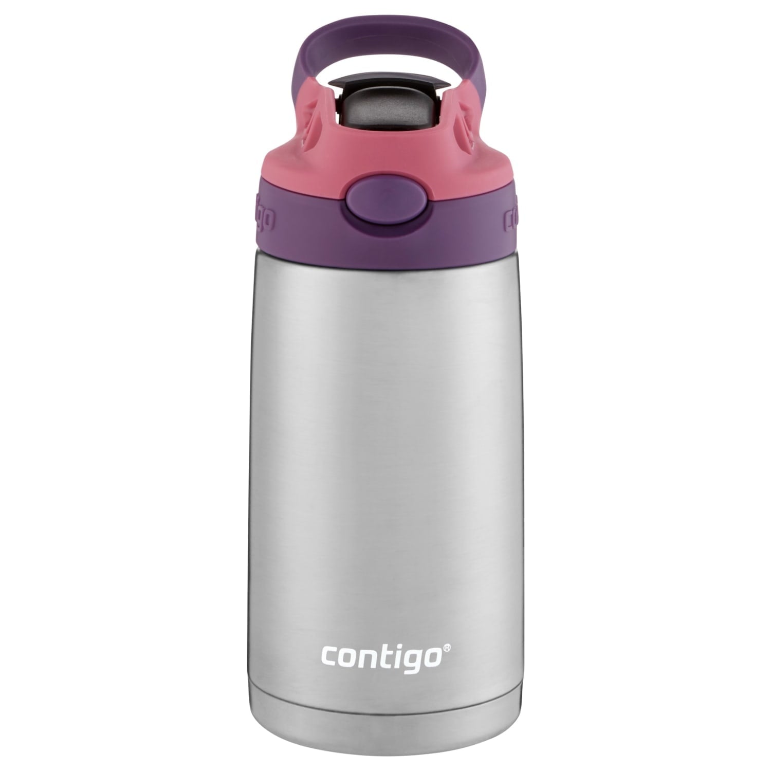 Contigo Kids Stainless Steel Water Bottle with Redesigned AUTOSPOUT Straw Lid Eggplant and Punch, 13 fl oz. XW73