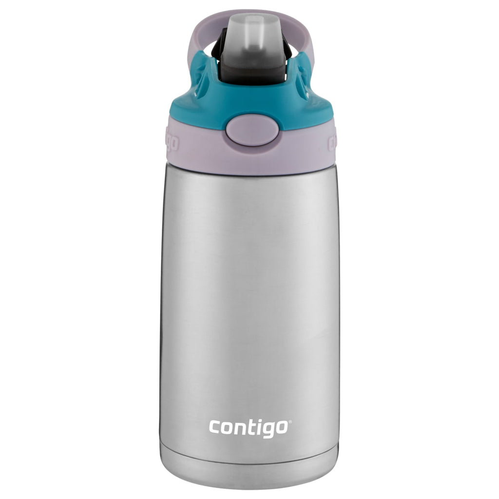 Contigo Kids Stainless Steel Water Bottle with Redesigned AUTOSPOUT Straw Lid Eggplant and Punch, 13 fl oz. XW73