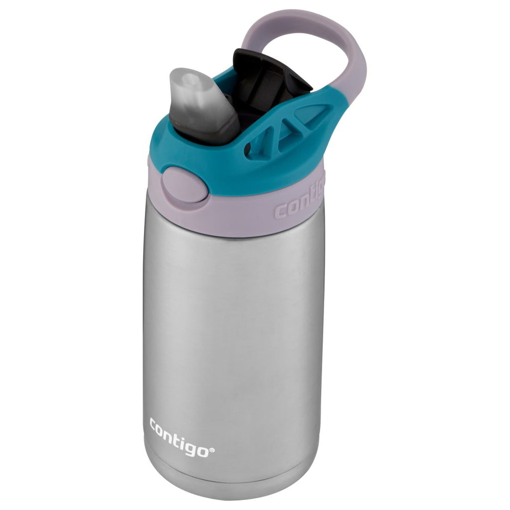 Contigo Kids Stainless Steel Water Bottle with Redesigned AUTOSPOUT Straw Lid Eggplant and Punch, 13 fl oz. XW73