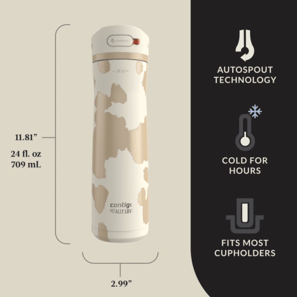 Contigo x Ally Love Ashland Chill 2.0 Stainless Steel Water Bottle with Autospout Lid, 24 oz, Oatmilk 3RJ4