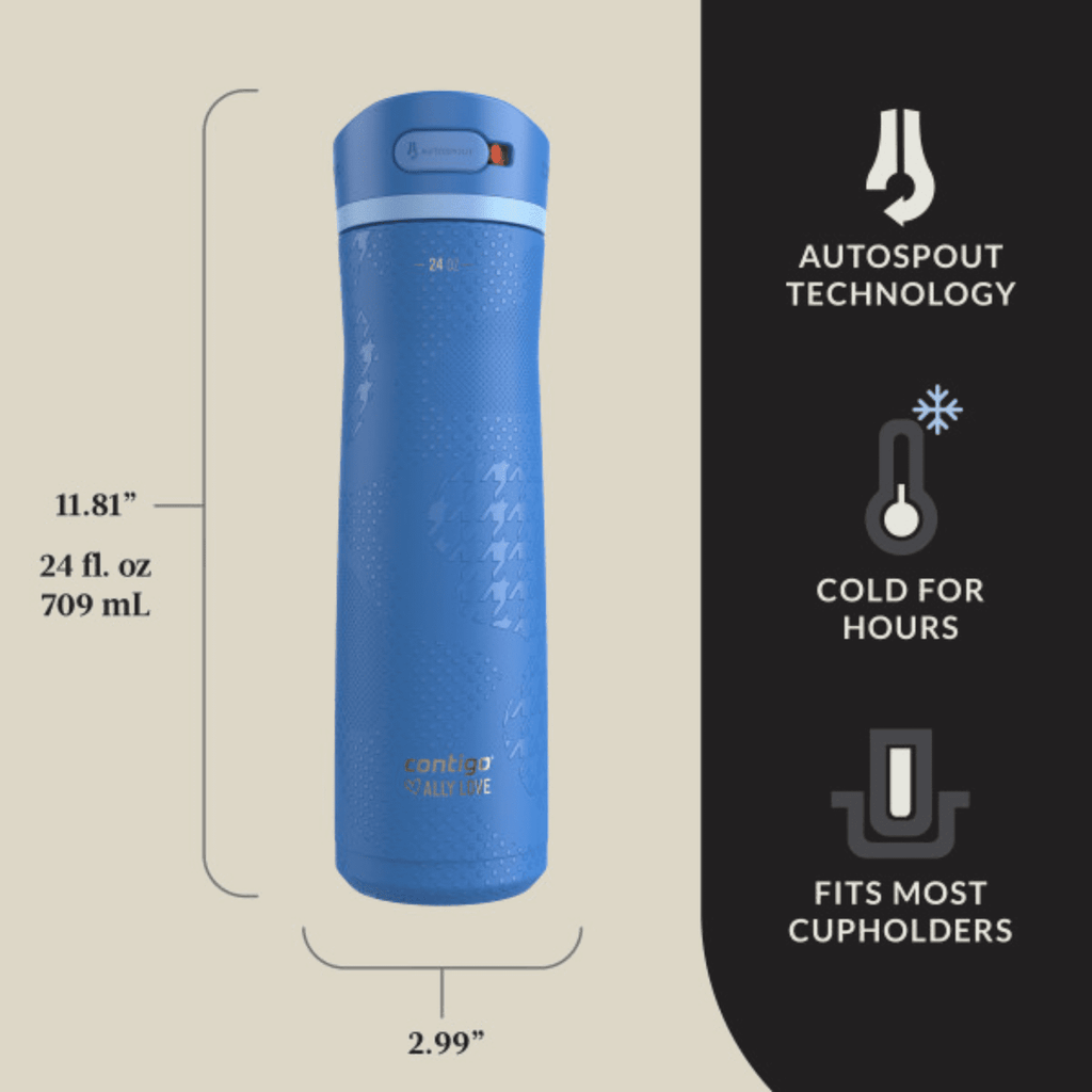 Contigo x Ally Love Ashland Chill 2.0 Stainless Steel Water Bottle with Autospout Lid, 24 oz, Oatmilk 3RJ4