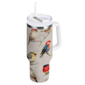 40 oz Insulated Stainless Steel Tumbler Double Wall Stainless Steel Tumbler with 2-Way Drinking Birds Pattern QLKS