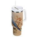40 oz Insulated Stainless Steel Tumbler Double Wall Stainless Steel Tumbler with 2-Way Drinking Bluebird and Ancient Flowers ISGB