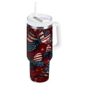 40 oz Insulated Stainless Steel Tumbler Double Wall Stainless Steel Tumbler with 2-Way Drinking Butterfly with National Flag XCGS