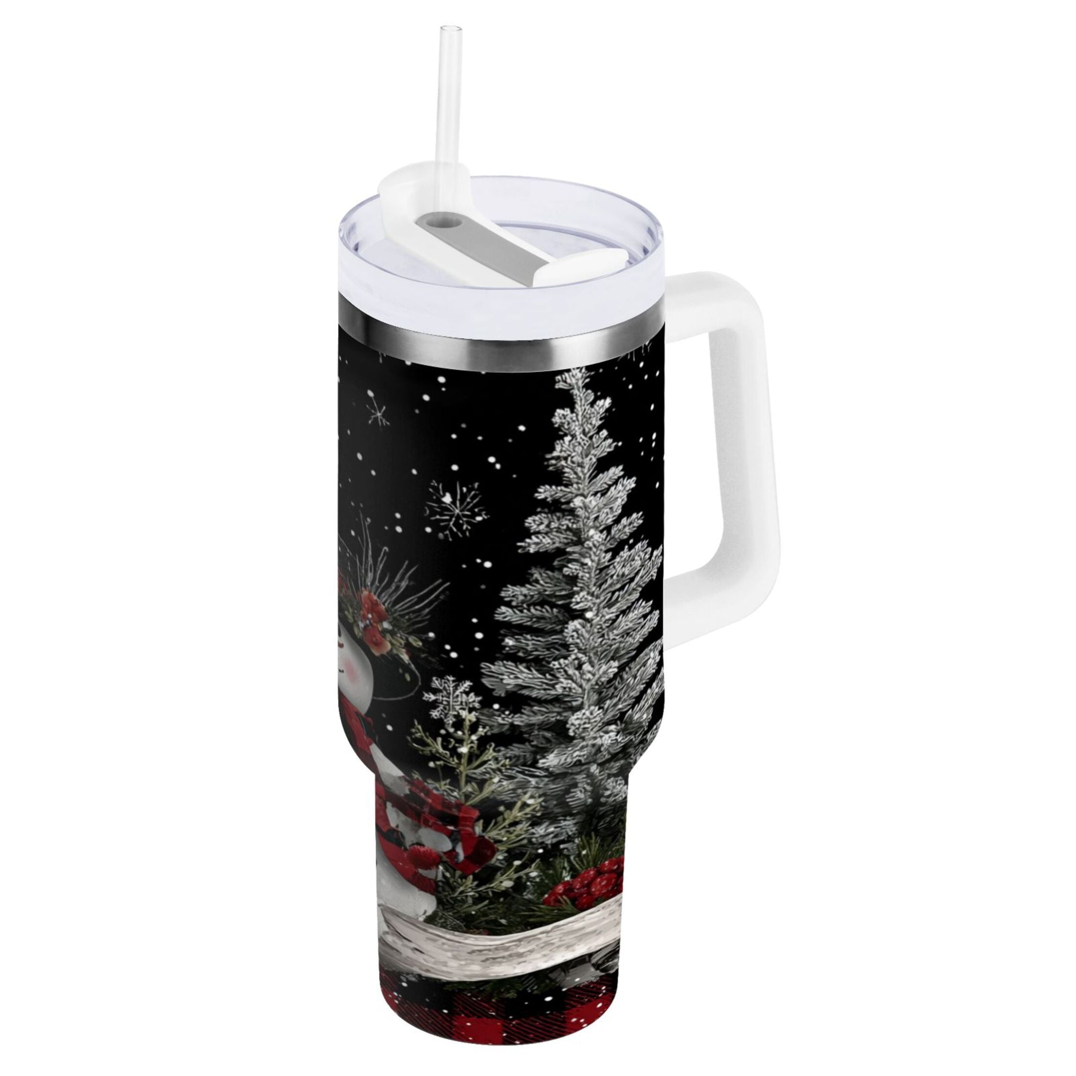 30 oz Insulated Stainless Steel Tumbler Double Wall Stainless Steel Tumbler with 2-Way Drinking Christmas Snowman KLGM