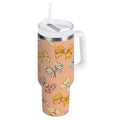 40 oz Insulated Stainless Steel Tumbler Double Wall Stainless Steel Tumbler with 2-Way Drinking Cute Animal Print Bows MAHL