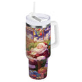40 oz Insulated Stainless Steel Tumbler Double Wall Stainless Steel Tumbler with 2-Way Drinking Festive Christmas Scene 6BY7