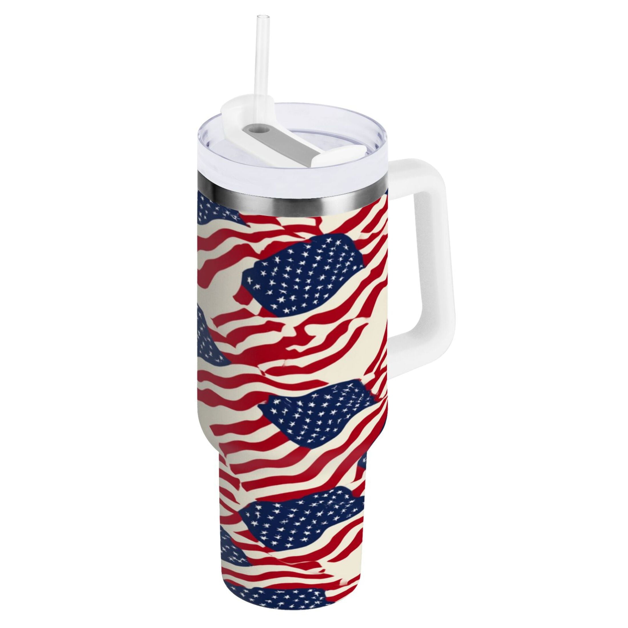 40 oz Insulated Stainless Steel Tumbler Double Wall Stainless Steel Tumbler with 2-Way Drinking Flags Abstract Design D7WS