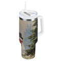 40 oz Insulated Stainless Steel Tumbler Double Wall Stainless Steel Tumbler with 2-Way Drinking Moody Snowman Couple T25S