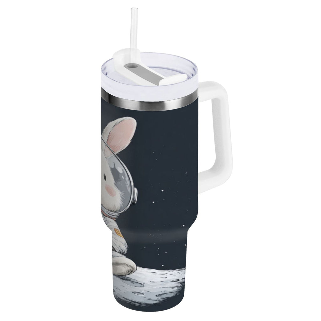 40 oz Insulated Stainless Steel Tumbler Double Wall Stainless Steel Tumbler with 2-Way Drinking Rabbit in A Space ZSU7