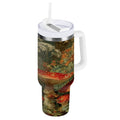40 oz Insulated Stainless Steel Tumbler Double Wall Stainless Steel Tumbler with 2-Way Drinking Red Mushrooms A64G