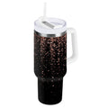 40 oz Insulated Stainless Steel Tumbler Double Wall Stainless Steel Tumbler with 2-Way Drinking Rose Gold Glitter CWRT