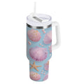 40 oz Insulated Stainless Steel Tumbler Double Wall Stainless Steel Tumbler with 2-Way Drinking Seashells and Pearls Pattern D63B