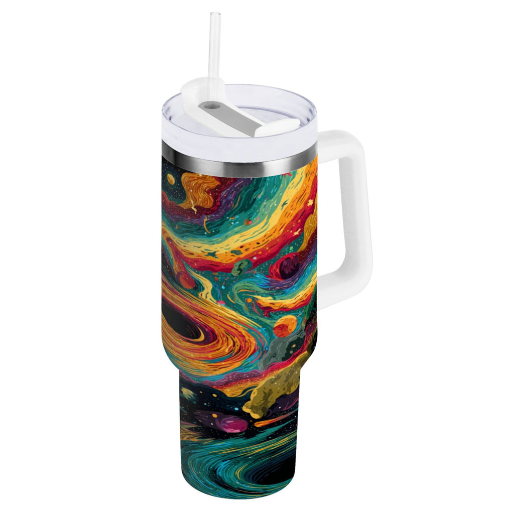 40 oz Insulated Stainless Steel Tumbler Double Wall Stainless Steel Tumbler with 2-Way Drinking Swirling Galaxy ZKIZ