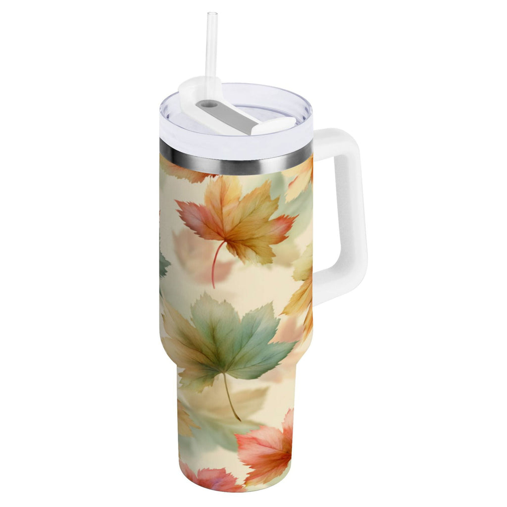 40 oz Insulated Stainless Steel Tumbler Double Wall Stainless Steel Tumbler with 2-Way Drinking Watercolor Maple Leaves Pattern XNND