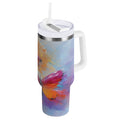 30 oz Insulated Stainless Steel Tumbler Double Wall Stainless Steel Tumbler with 2-Way Drinking Red and Orange Butterflies SBKN