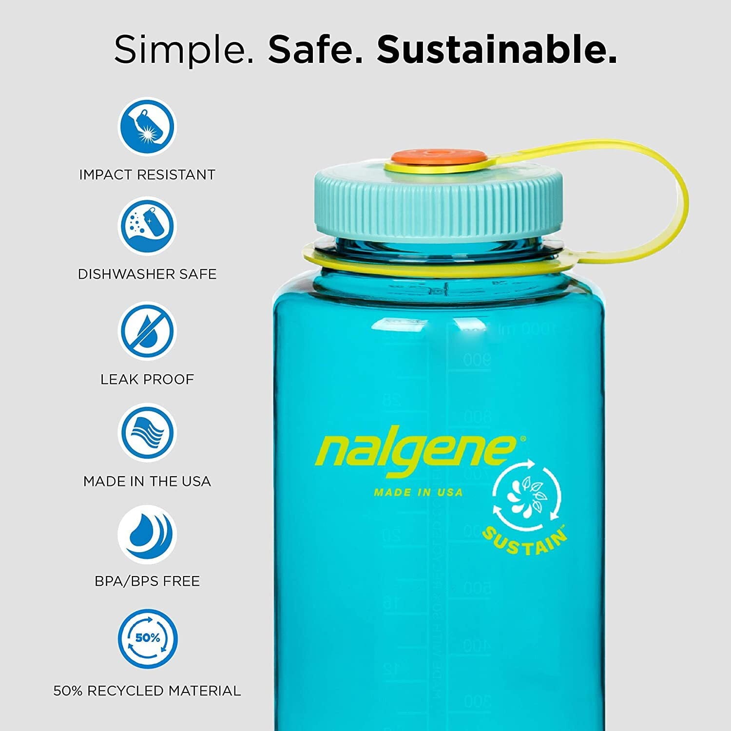 Nalgene Sustain 32 oz. Wide Mouth Water Bottle - Indigo YE0C