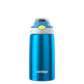 Kids Water Bottle with Straw 13 oz Autospout, Easy Clean Lid, Pop Up Spill Proof Valve, Durable BPA Free Plastic, for School Sports Travel, Blue WZGG