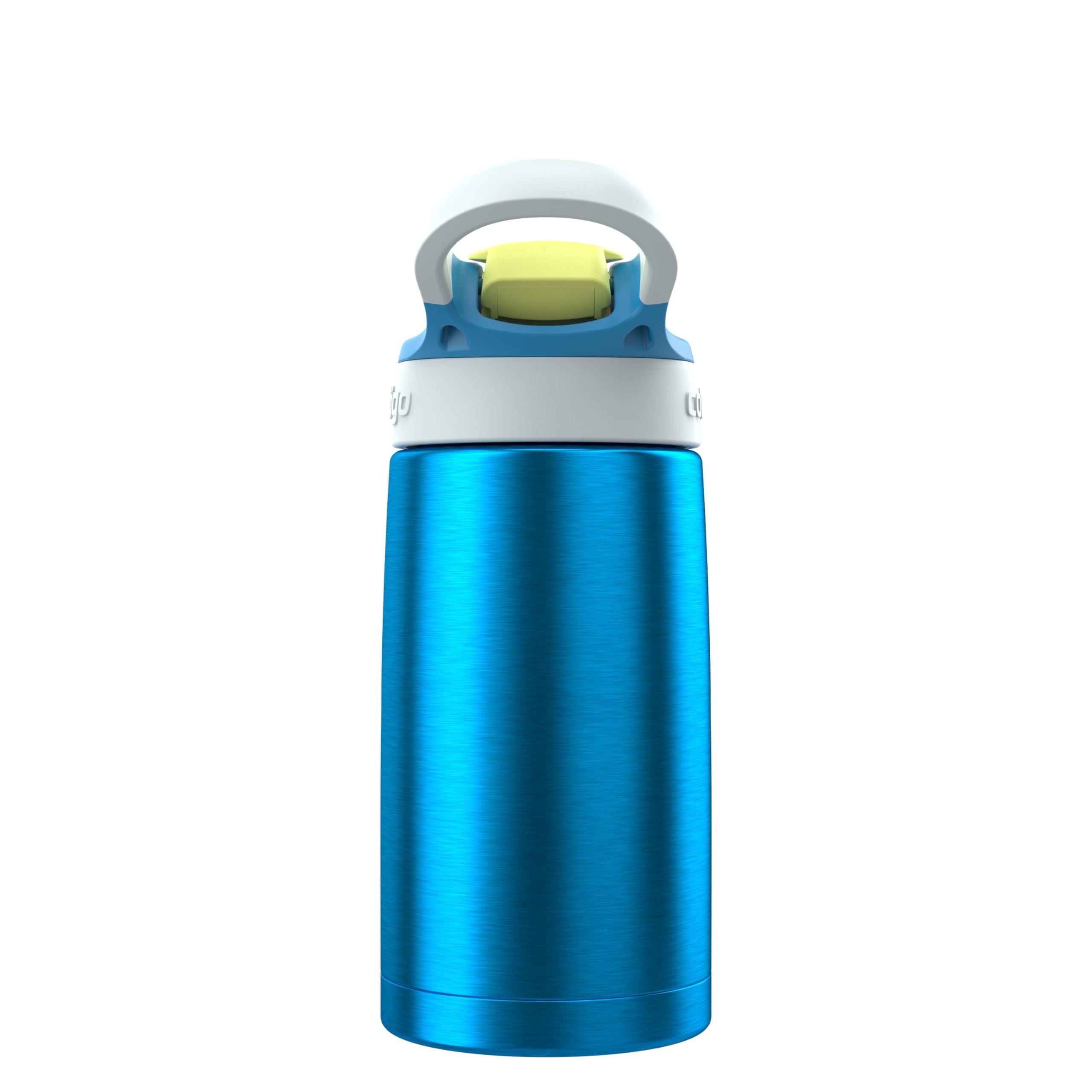 Kids Water Bottle with Straw 13 oz Autospout, Easy Clean Lid, Pop Up Spill Proof Valve, Durable BPA Free Plastic, for School Sports Travel, Blue WZGG