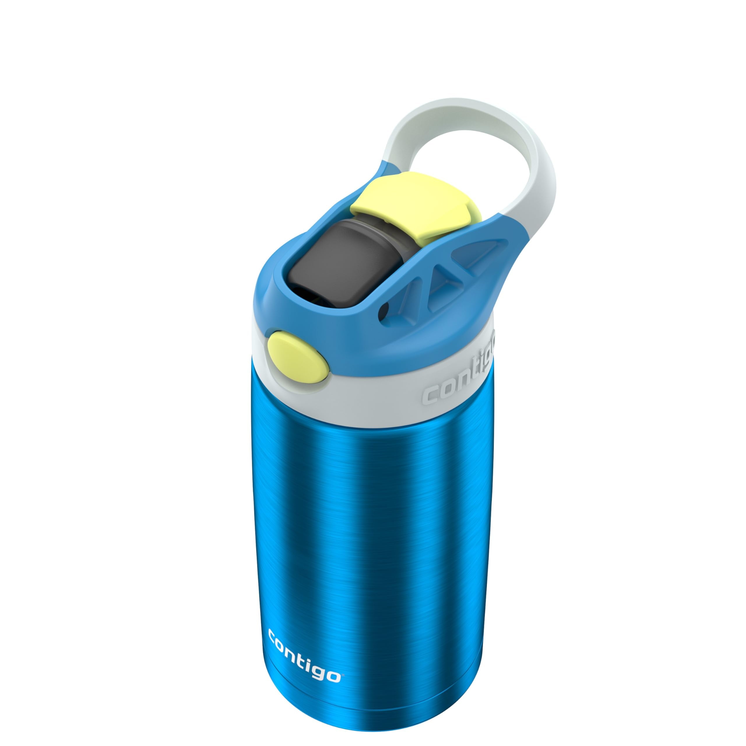 Kids Water Bottle with Straw 13 oz Autospout, Easy Clean Lid, Pop Up Spill Proof Valve, Durable BPA Free Plastic, for School Sports Travel, Blue WZGG