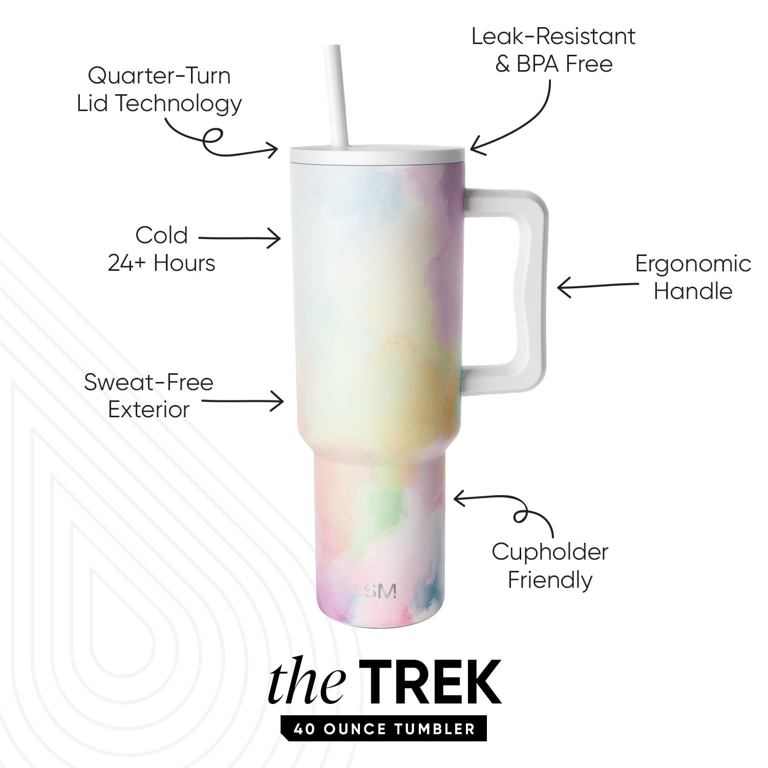 Simple Modern 40 fl oz Insulated Stainless Steel Trek Tumbler with Straw Lid | Blush 6R09