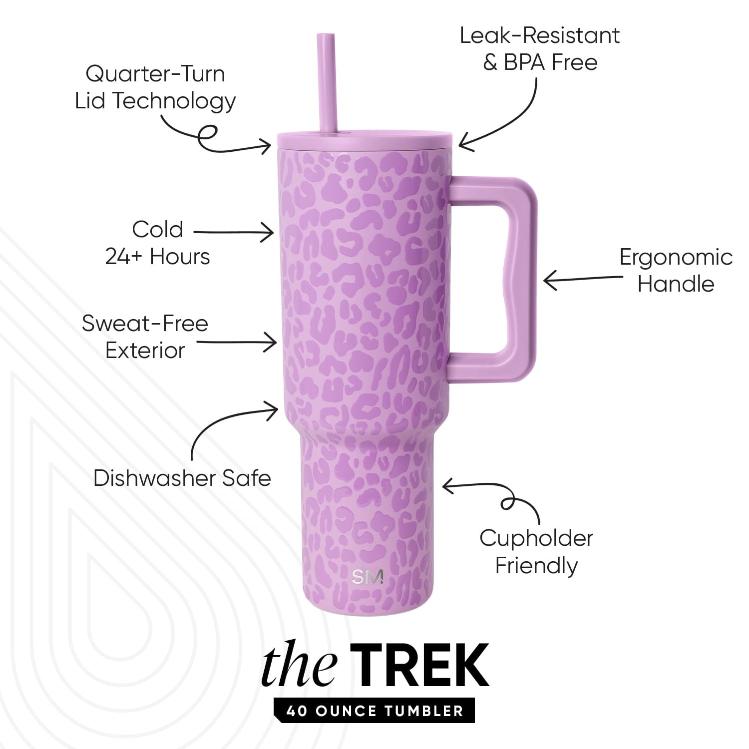 Simple Modern 40 fl oz Insulated Stainless Steel Trek Tumbler with Straw Lid | Blush 6R09