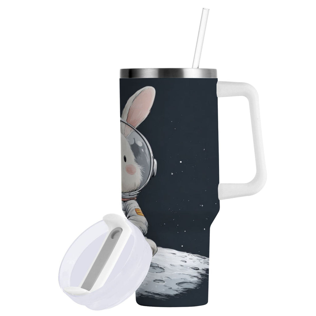 40 oz Insulated Stainless Steel Tumbler Double Wall Stainless Steel Tumbler with 2-Way Drinking Rabbit in A Space ZSU7