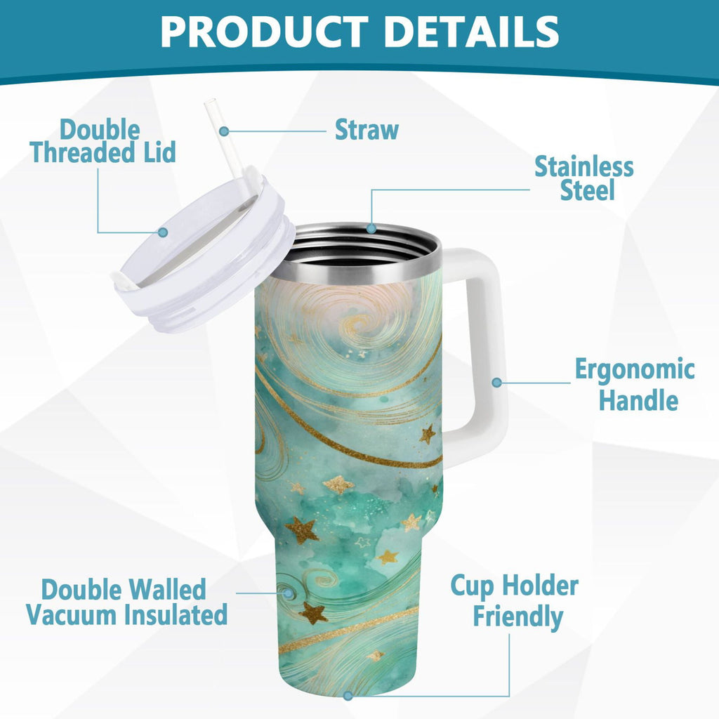 30 oz Insulated Stainless Steel Tumbler Double Wall Stainless Steel Tumbler with 2-Way Drinking Beautiful Swirling Lines PFNT
