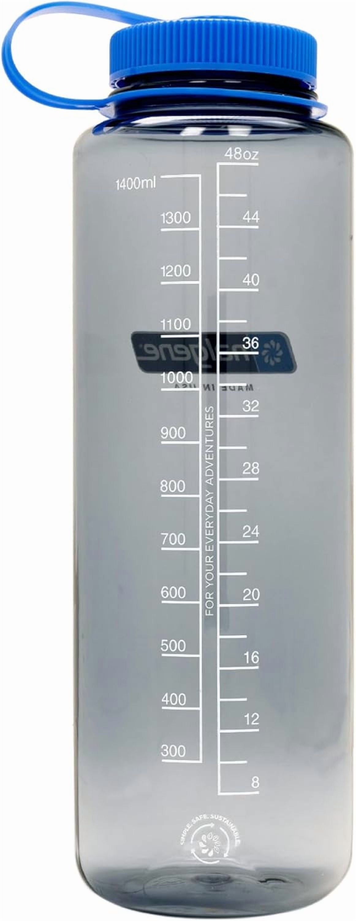 Nalgene Sustain Tritan BPA-Free Water Made with Material Derived from 50% Plastic Waste (using ISCC certified mass balance), 48 OZ, Wide Mouth, Cerulean WNOK