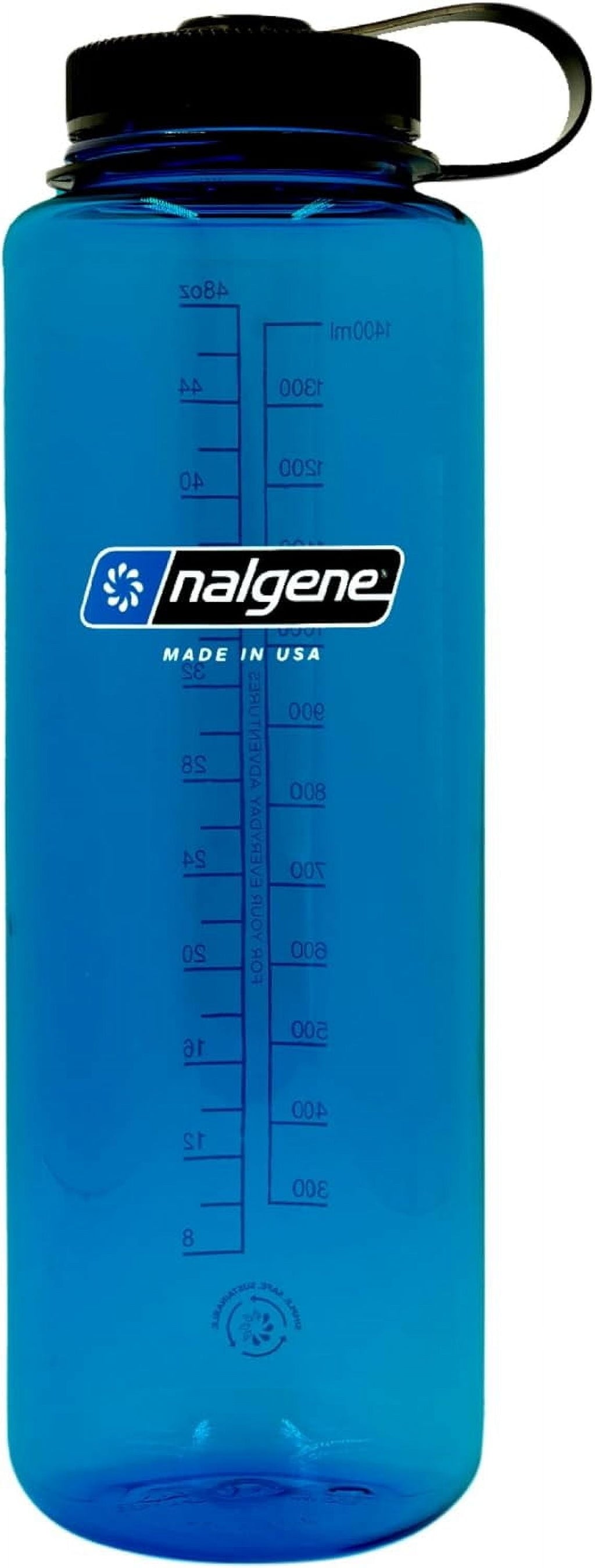 Nalgene Sustain Tritan BPA-Free Water Made with Material Derived from 50% Plastic Waste (using ISCC certified mass balance), 48 OZ, Wide Mouth, Cerulean WNOK
