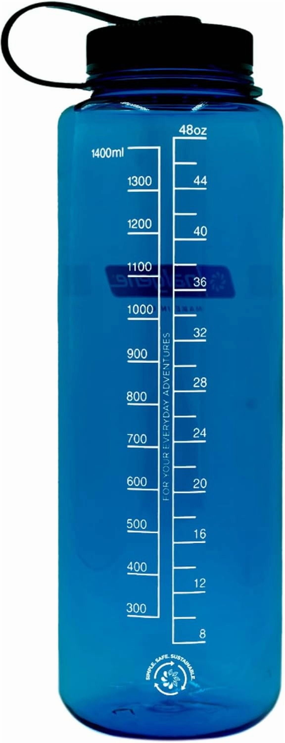 Nalgene Sustain Tritan BPA-Free Water Made with Material Derived from 50% Plastic Waste (using ISCC certified mass balance), 48 OZ, Wide Mouth, Cerulean WNOK