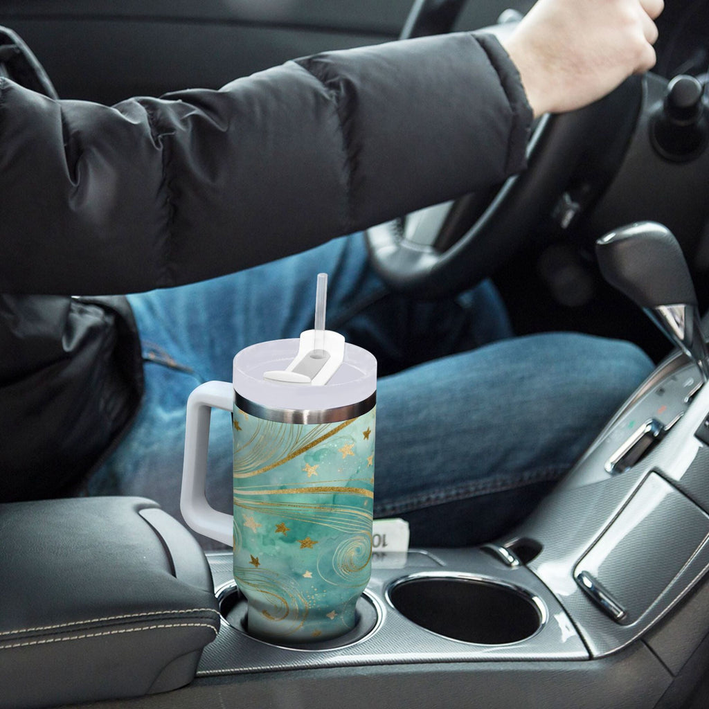 30 oz Insulated Stainless Steel Tumbler Double Wall Stainless Steel Tumbler with 2-Way Drinking Beautiful Swirling Lines PFNT