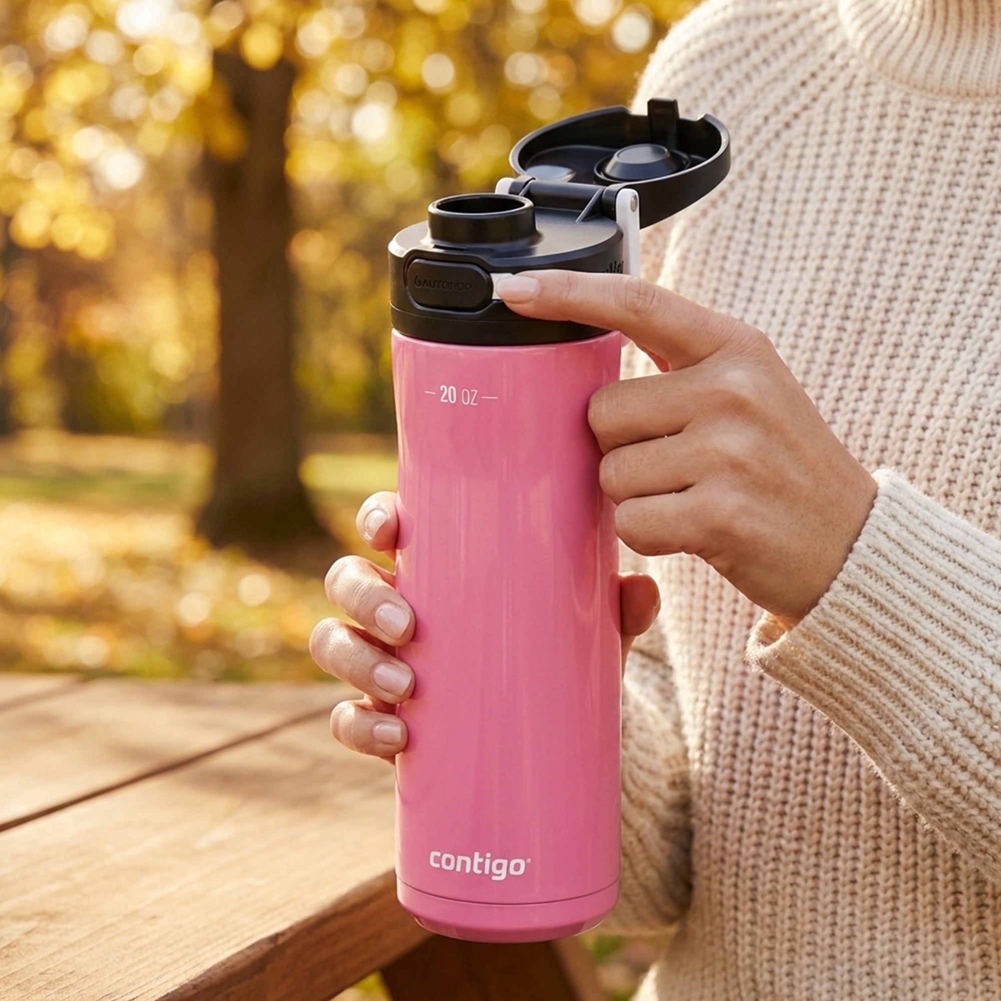 Contigo Jackson Chill 2.0 Stainless Steel Water Bottle with AUTOPOP Lid, 20 Ounces, Azalea B5G6