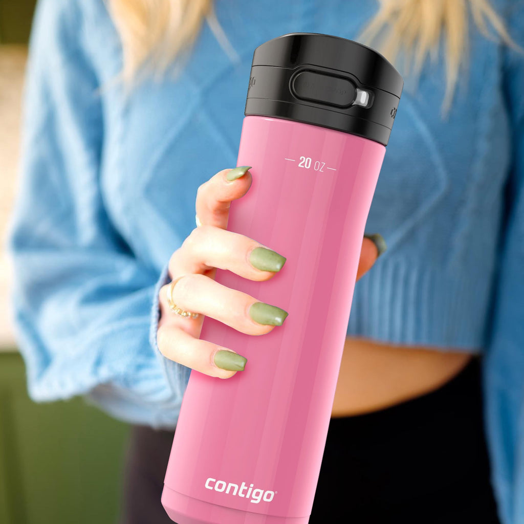 Contigo Jackson Chill 2.0 Stainless Steel Water Bottle with AUTOPOP Lid, 20 Ounces, Azalea B5G6