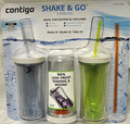 Contigo Shake &amp; Go Plastic Tumblers - Set of 3 (Green Navy &amp; Clear) AA0H