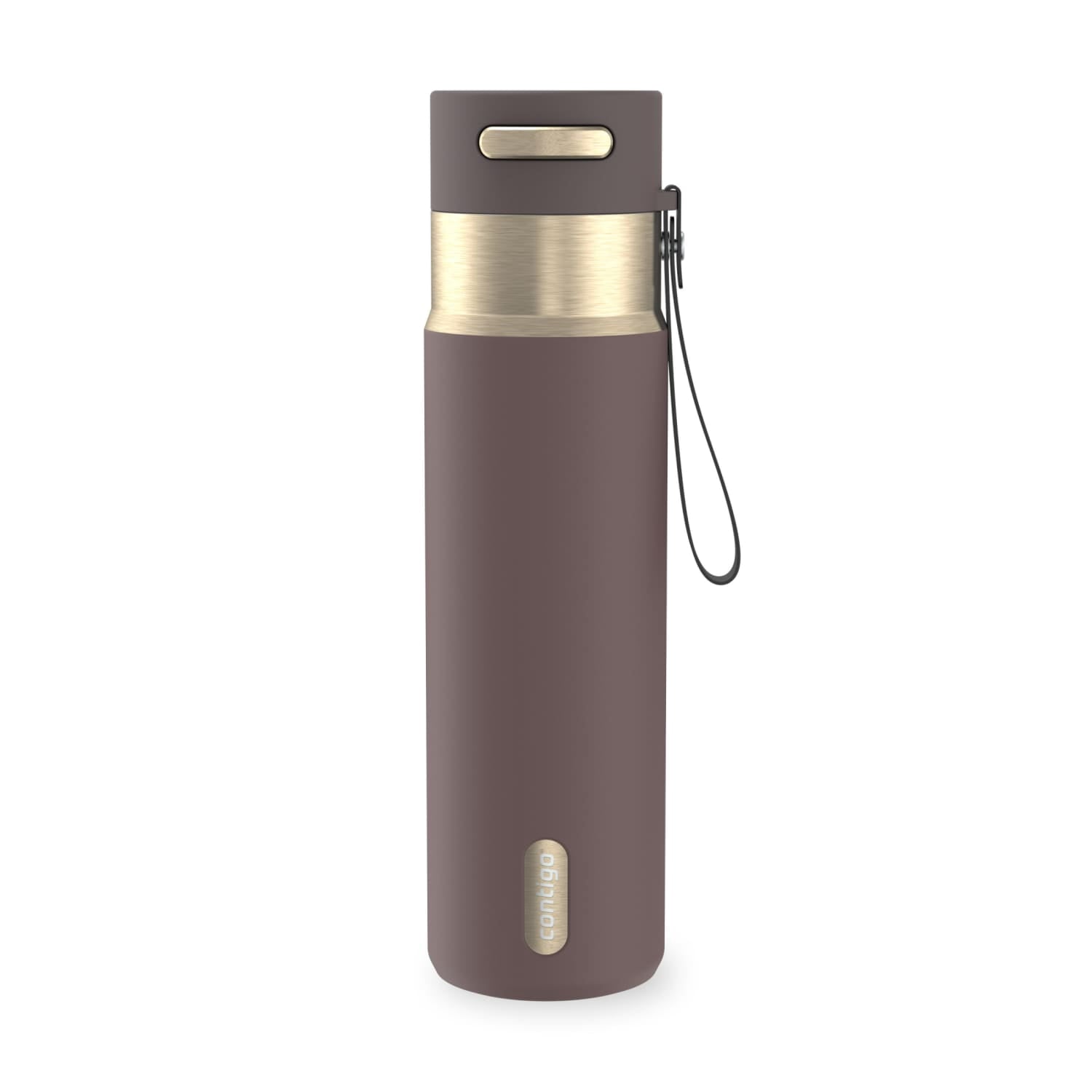 Contigo AutoSeal Leakproof Stainless Steel Reusable Water Bottle Tumbler with Carrying Strap, Cream/Champagne, 24 oz XIPA