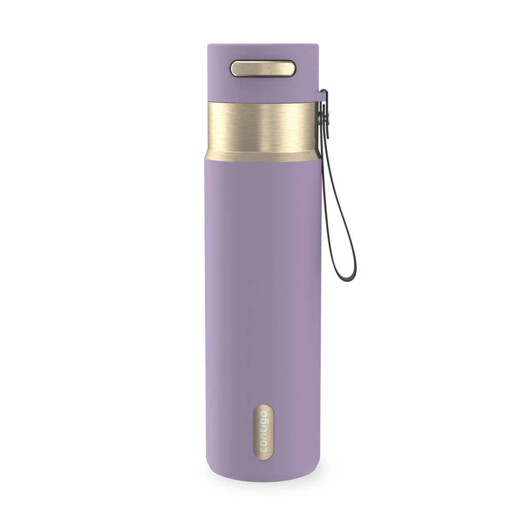 Contigo AutoSeal Leakproof Stainless Steel Reusable Water Bottle Tumbler with Carrying Strap, Cream/Champagne, 24 oz XIPA