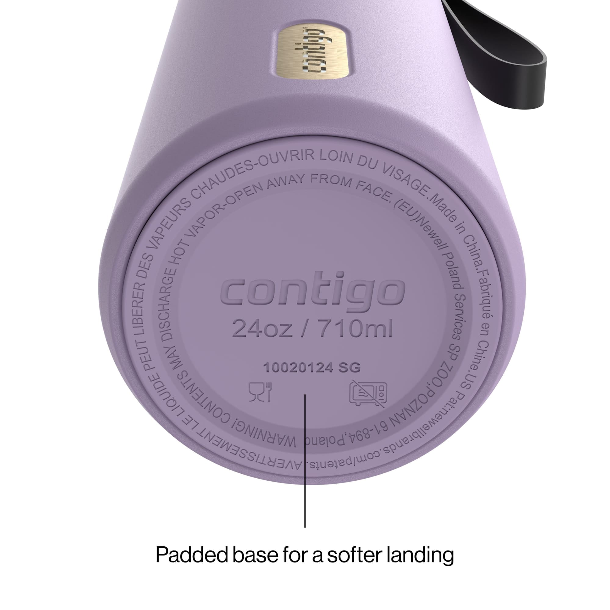 Contigo AutoSeal Leakproof Stainless Steel Reusable Water Bottle Tumbler with Carrying Strap, Cream/Champagne, 24 oz XIPA