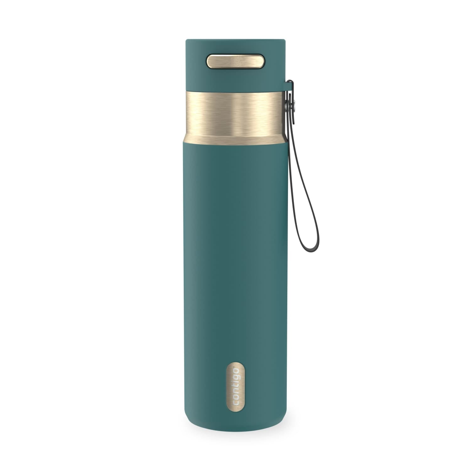 Contigo AutoSeal Leakproof Stainless Steel Reusable Water Bottle Tumbler with Carrying Strap, Cream/Champagne, 24 oz XIPA
