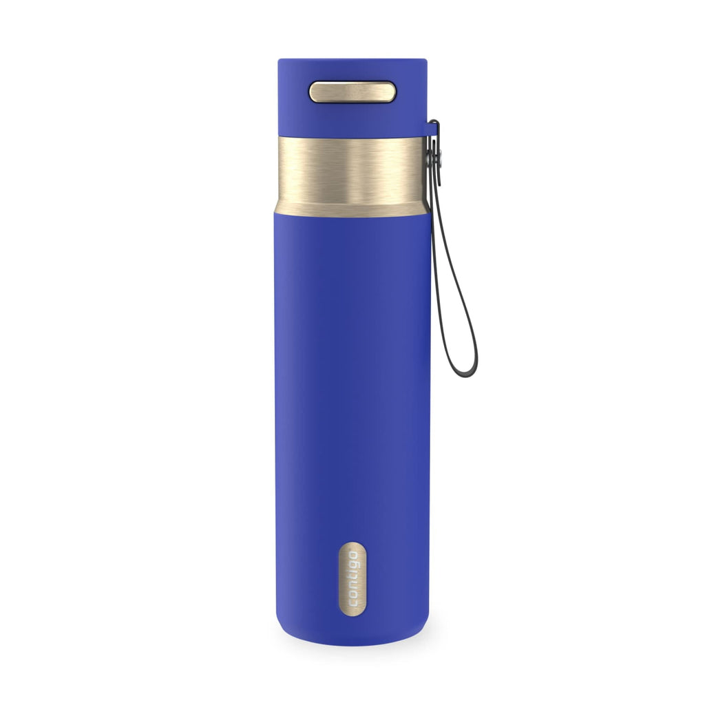 Contigo AutoSeal Leakproof Stainless Steel Reusable Water Bottle Tumbler with Carrying Strap, Cream/Champagne, 24 oz XIPA