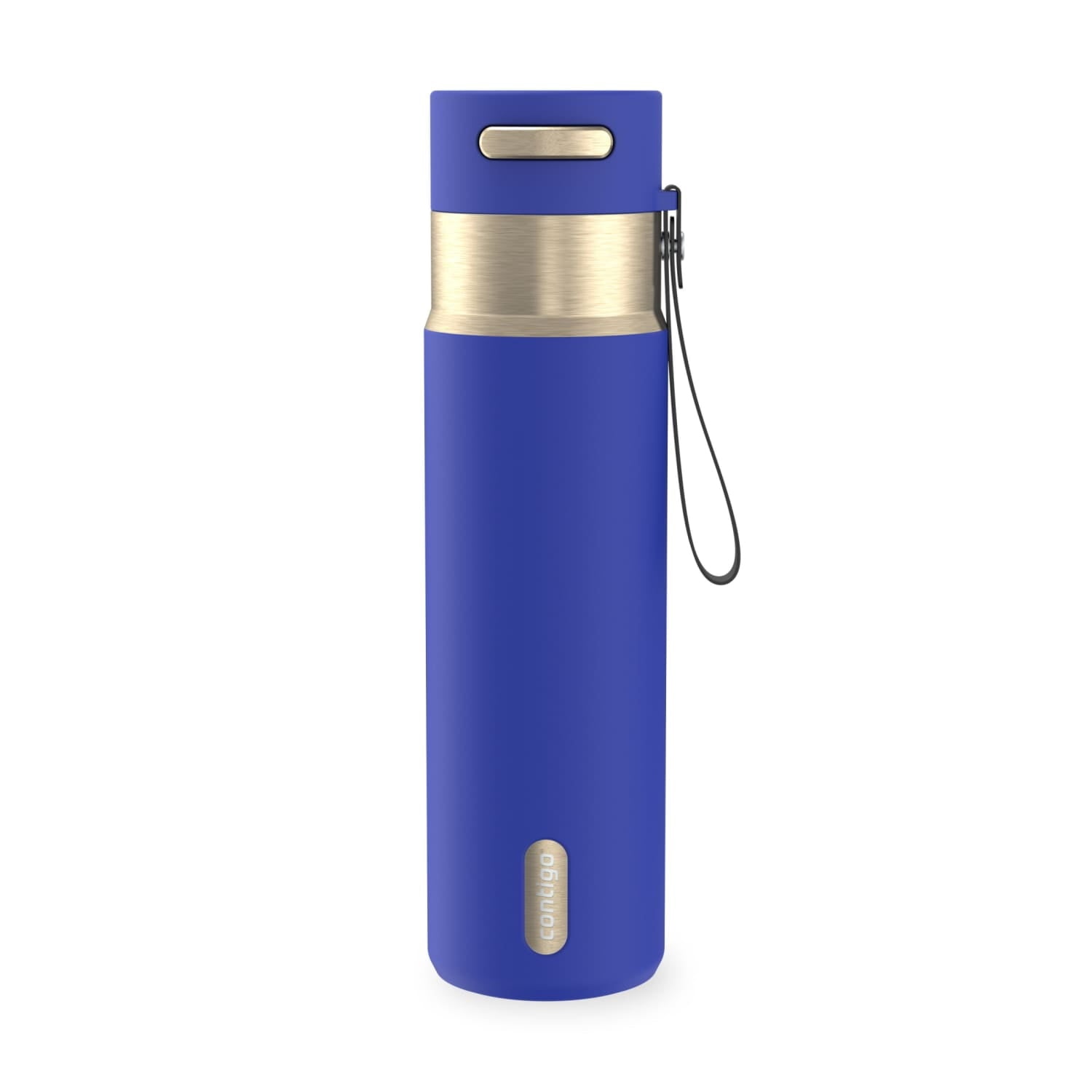 Contigo AutoSeal Leakproof Stainless Steel Reusable Water Bottle Tumbler with Carrying Strap, Cream/Champagne, 24 oz XIPA