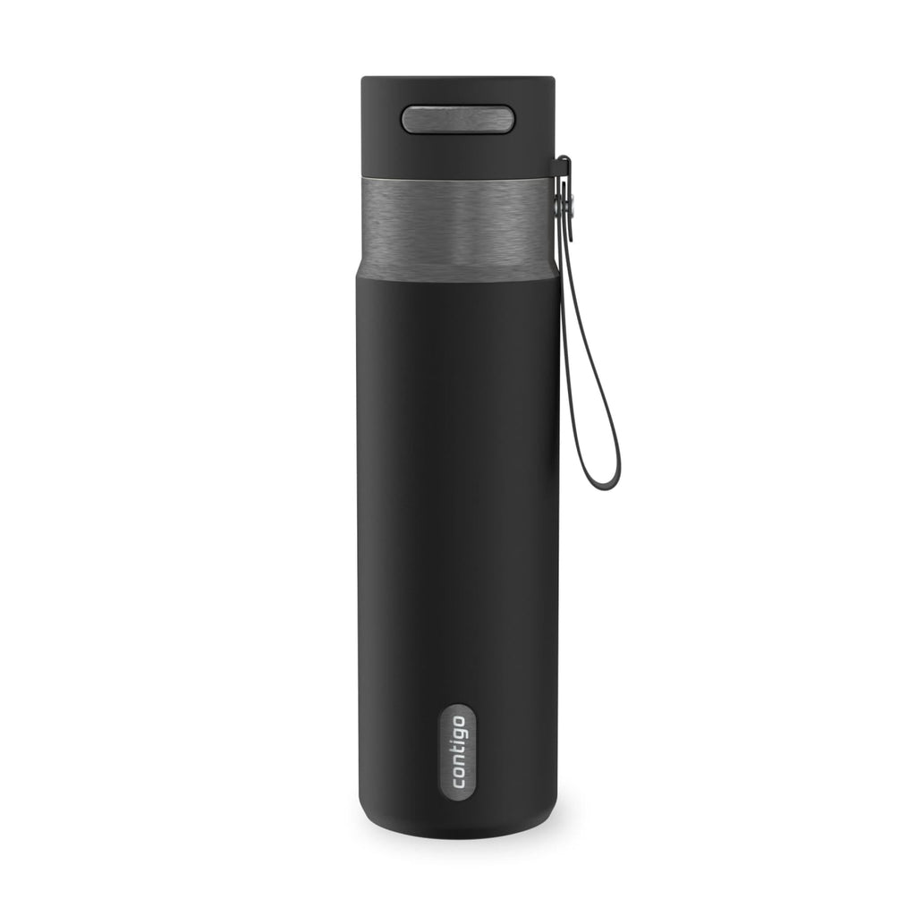 Contigo AutoSeal Leakproof Stainless Steel Reusable Water Bottle Tumbler with Carrying Strap, Cream/Champagne, 24 oz XIPA