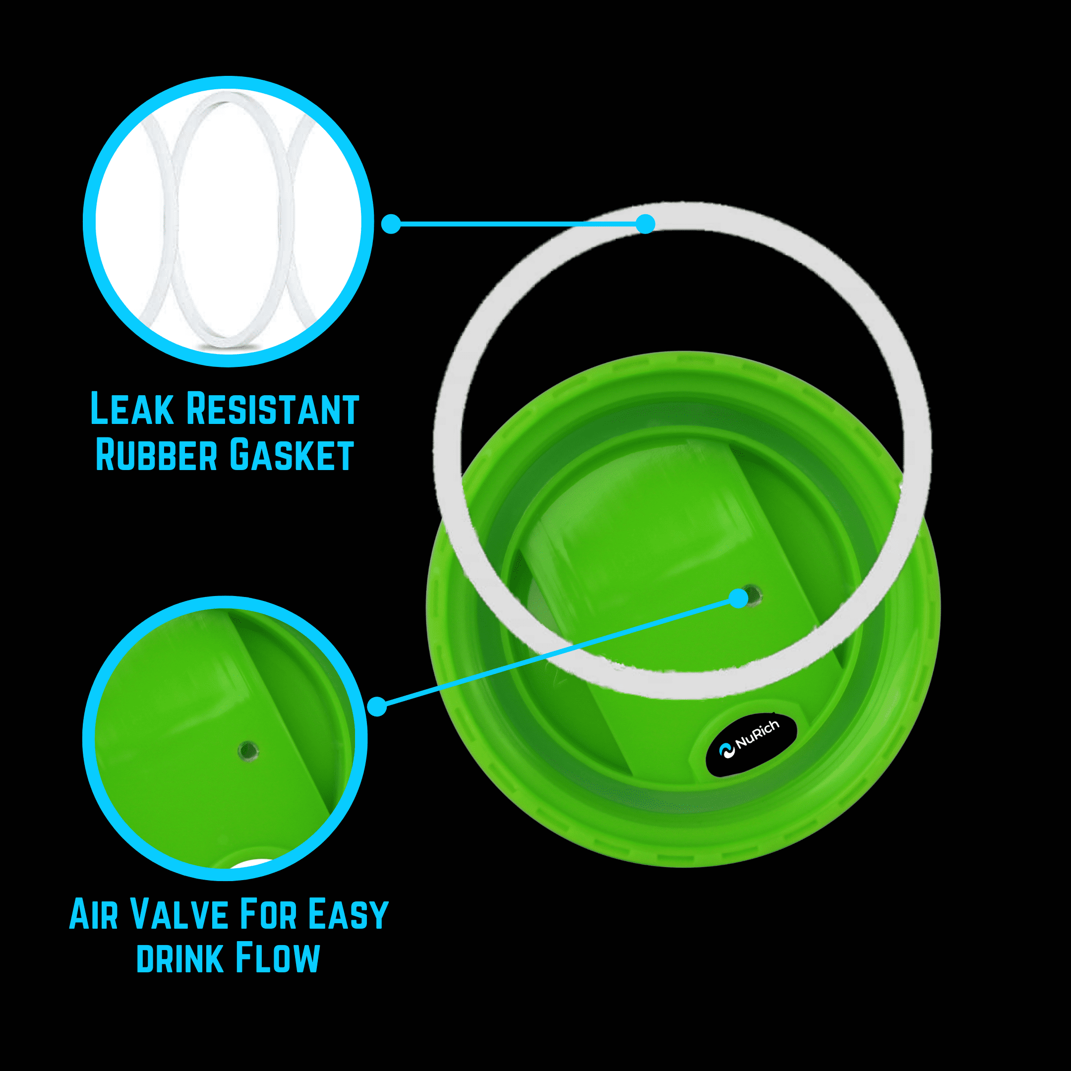 NuRich Hydro Wide Mouth Flip and Sip Replacement Coffee Lid or Cap Accessories Compatible with Hydroflask, Nalgene, and Many More Top Water Bottle Brands Sizes 12 16 18 20 32 40 64 Ounce 4VT8