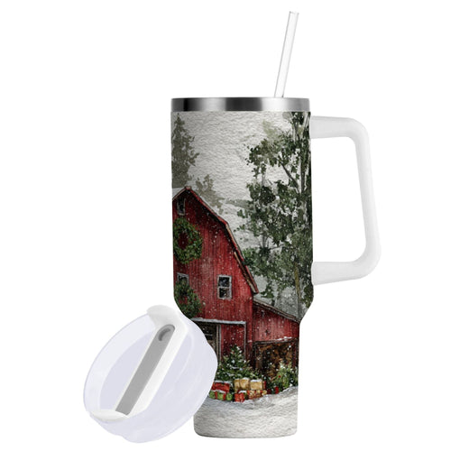 30 oz Insulated Stainless Steel Tumbler Double Wall Stainless Steel Tumbler with 2-Way Drinking Old Red Barn RM59