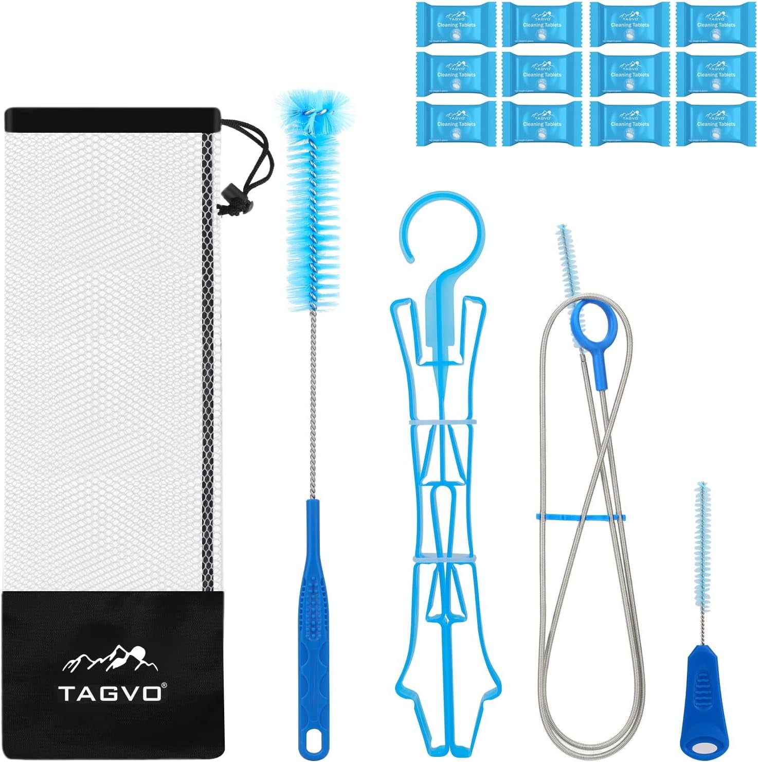 TAGVO Hydration Bladder 2 Liter BPA Free 70oz + Cleaning Brushes Kit, Leakproof Water Bladder Travel Reservoir Hydration Bag, Easy Cleaning by 3 Brushes and Air Drying by Collapsible Frame NNPI