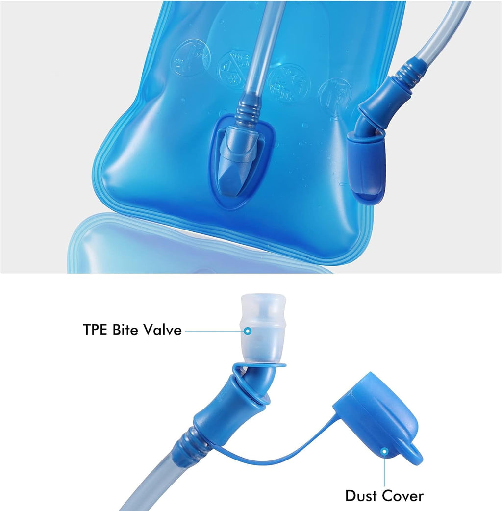 TAGVO Hydration Bladder 2 Liter BPA Free 70oz + Cleaning Brushes Kit, Leakproof Water Bladder Travel Reservoir Hydration Bag, Easy Cleaning by 3 Brushes and Air Drying by Collapsible Frame NNPI