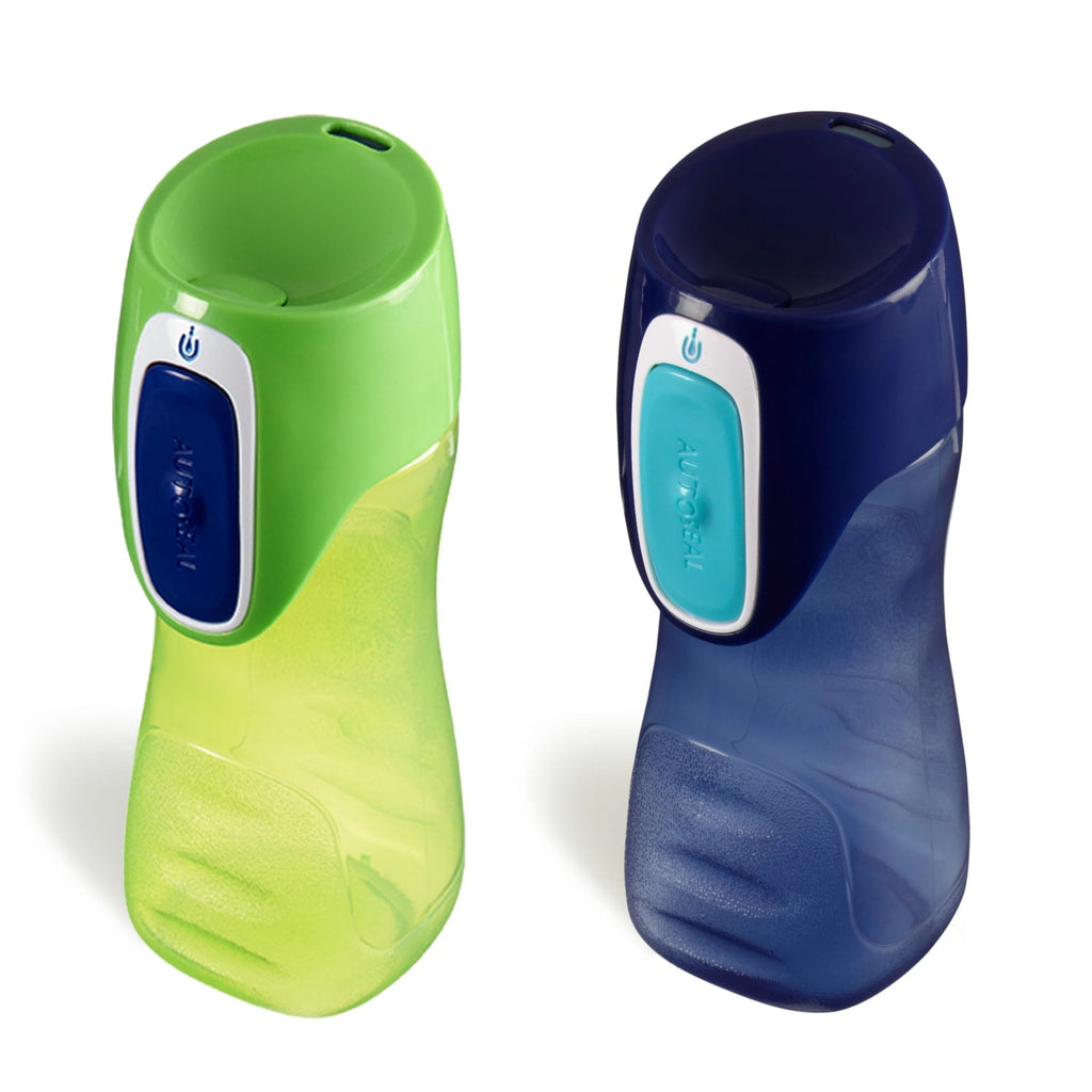 Contigo Kids Trekker Water Bottle with AUTOSEAL Lid Navy Blue and Granny Smith Green, 14 fl oz., 2-pack JNL7
