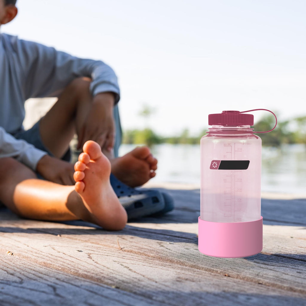 Linkidea 2 Pack Water Bottle Boot Compatible with Nalgene Sustain Wide Mouth 32oz/48oz, Narrow Mouth 32oz, Silicone Anti-Slip Bottle Bottom Bumper Protector (Light Pink) 2LD9