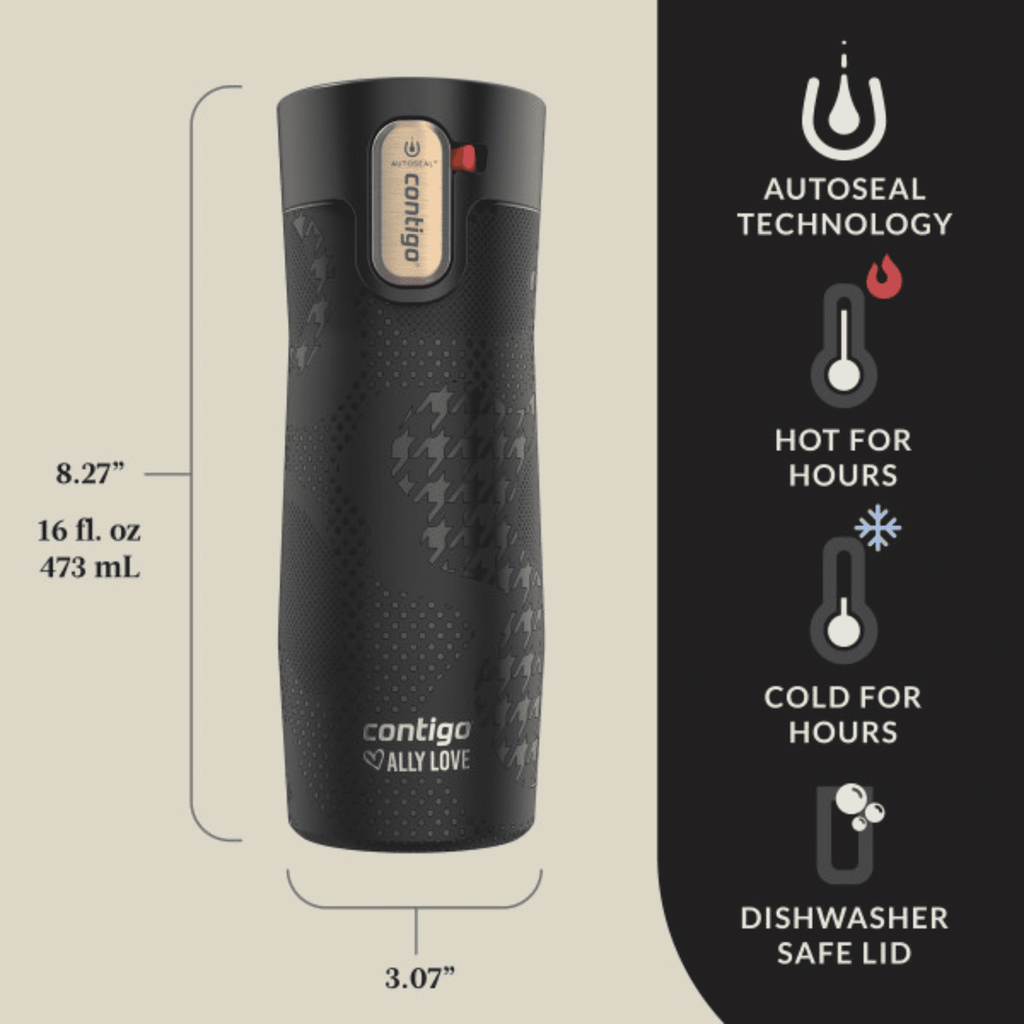 Contigo x Ally Love Autoseal West Loop Vacuum-Insulated Stainless Steel Travel Mug with Easy-Clean Lid, 16 oz, Stellar Jay R512